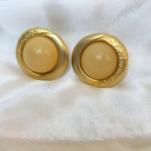 Vintage Ernst Gideon Bek Gold and Cream Earrings